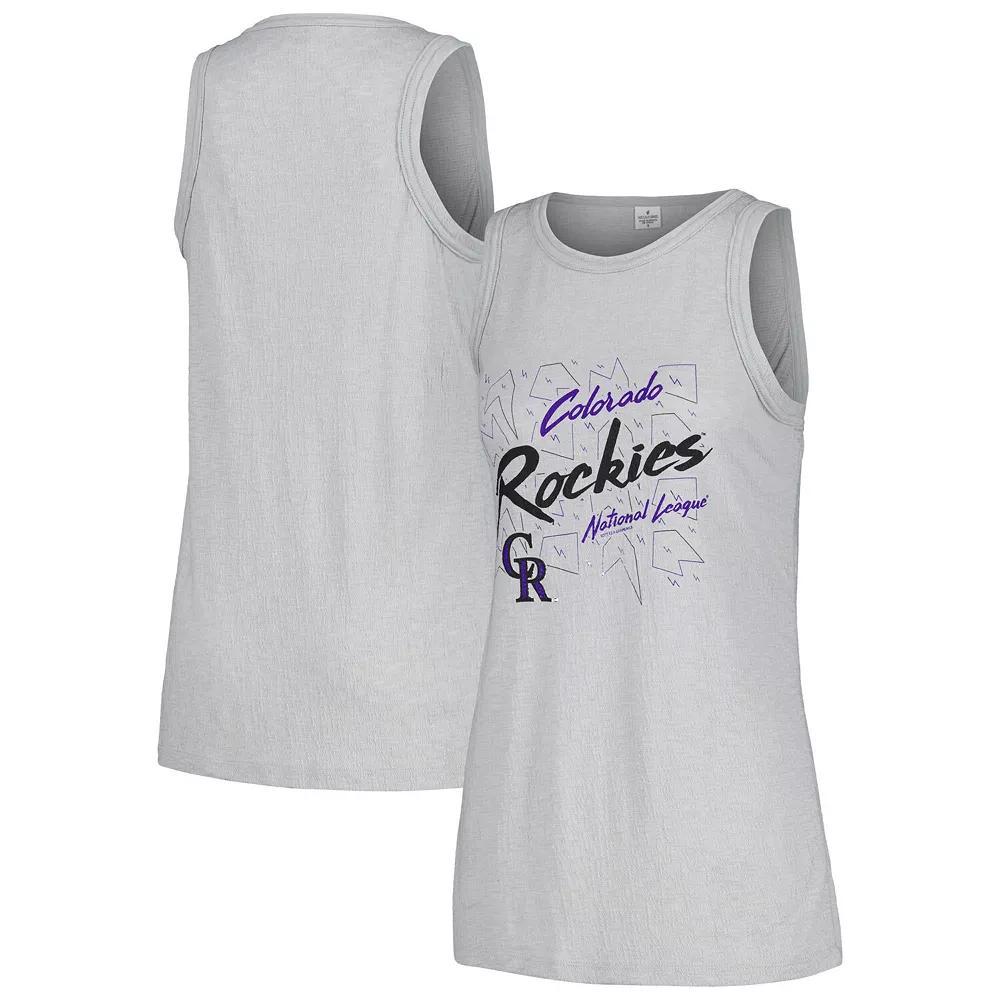 Women's Soft as a Grape Gray Colorado Rockies Gauze High Neck Tank Top, Size: Large, Grey Product Image