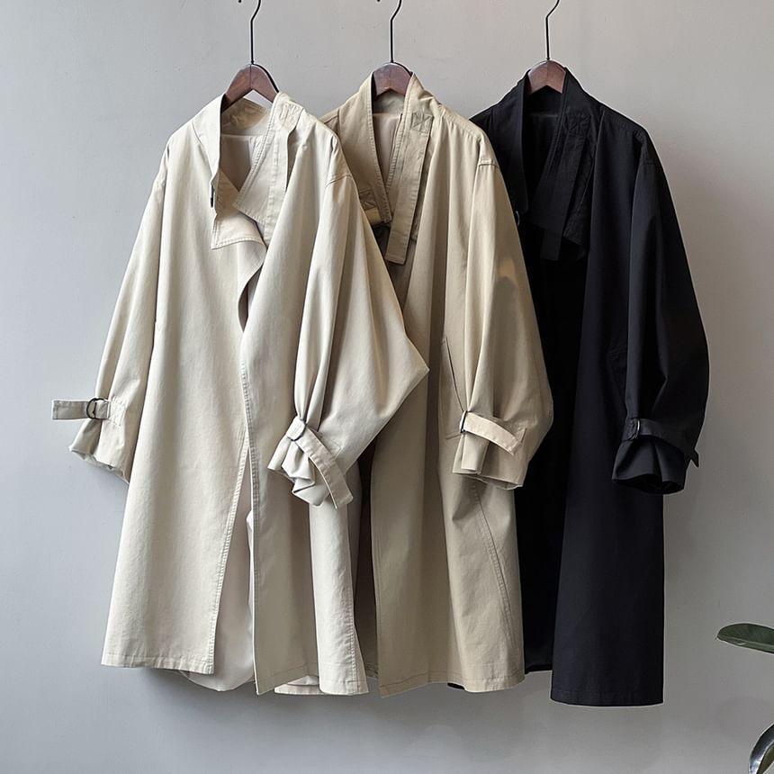 Open Front Plain Trench Coat Product Image