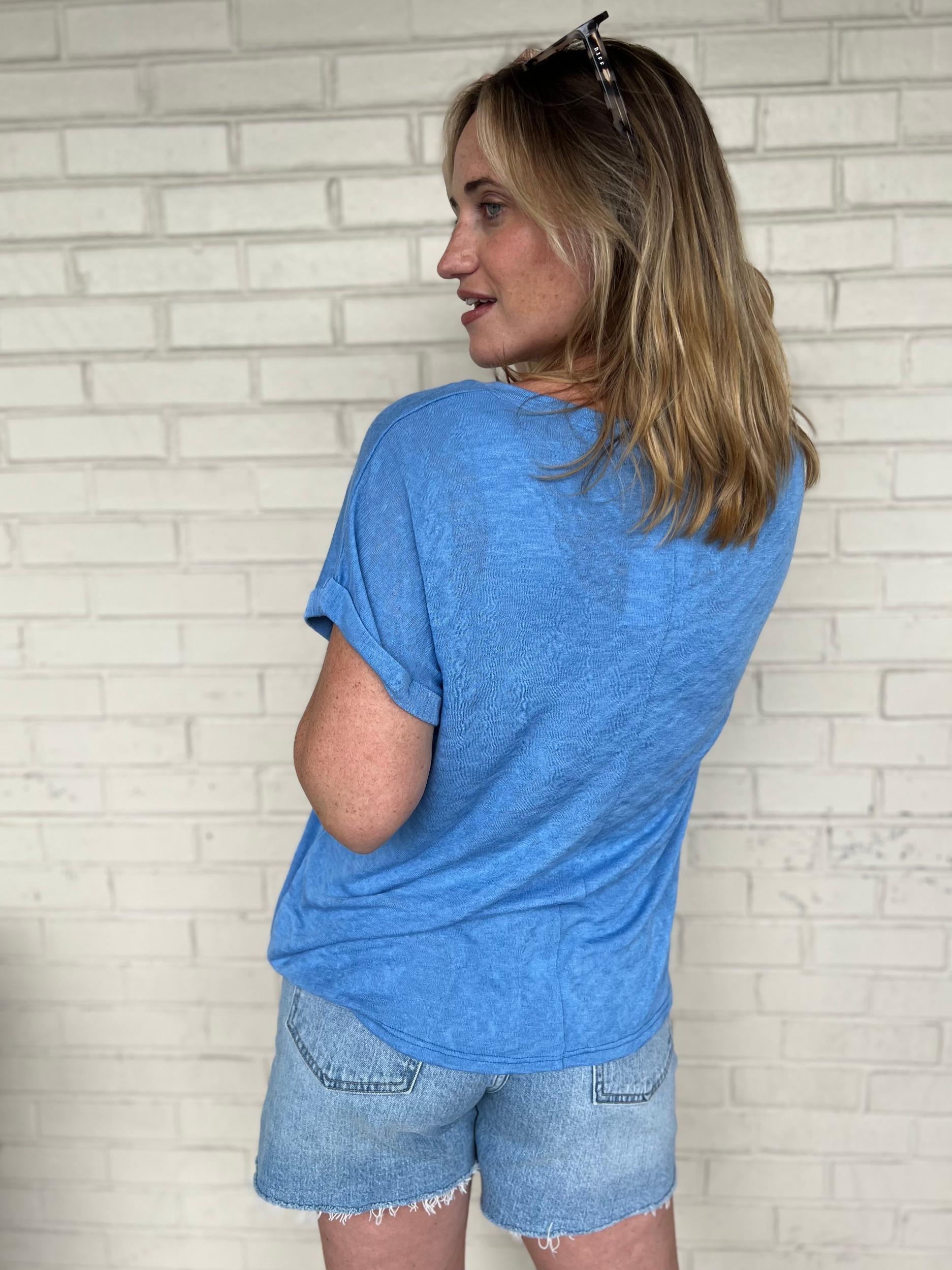 Niki V-Neck Cuffed Short Sleeve Tee Product Image