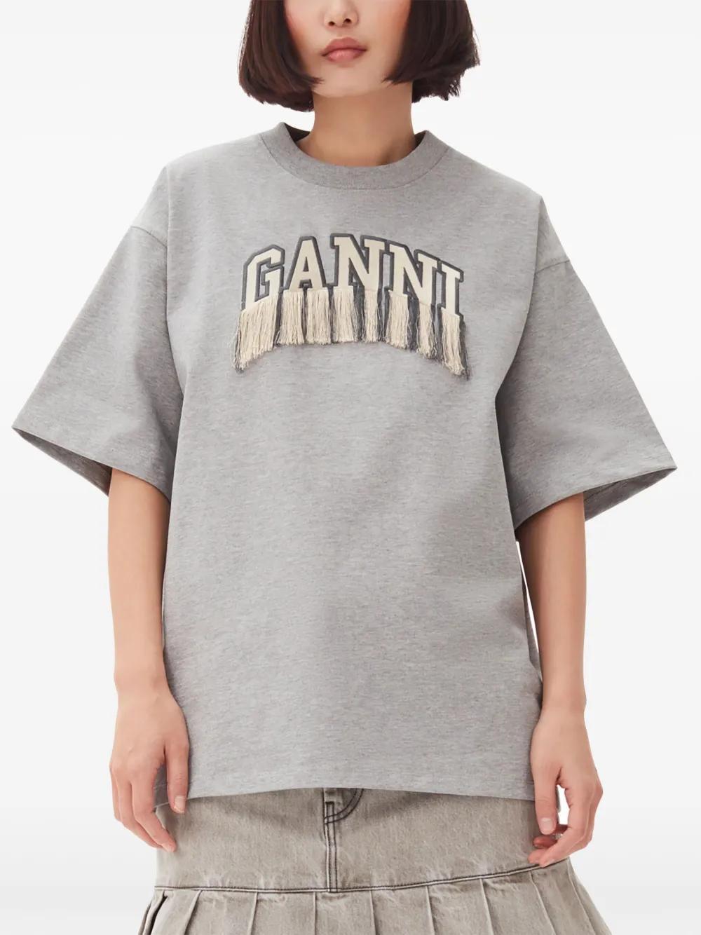 fringed logo appliqué t-shirt Product Image