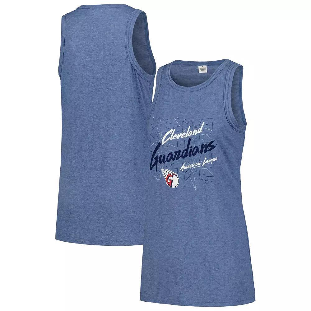 Women's Soft as a Grape Navy Cleveland Guardians Gauze High Neck Tank Top, Size: Large, Grd Blue Product Image