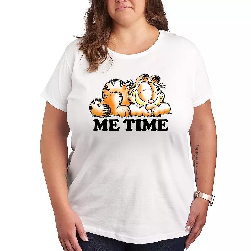Plus Garfield Me Time Sketch Graphic Tee, Womens Grey Gray Product Image