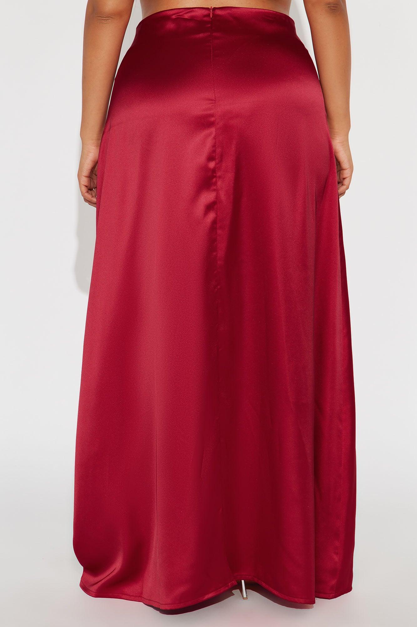 Estella Satin Maxi Skirt - Red Product Image