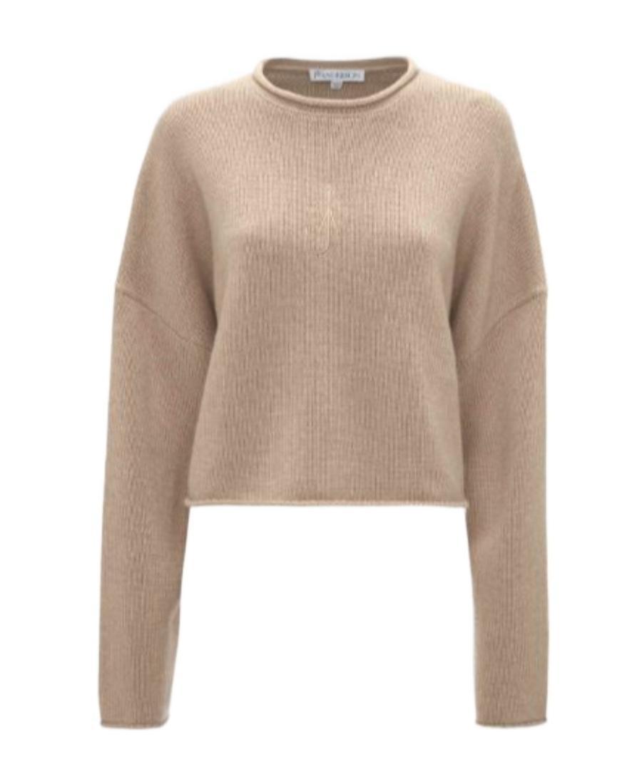 JW ANDERSON Logo-embroidered Cropped Jumper In Nude Product Image
