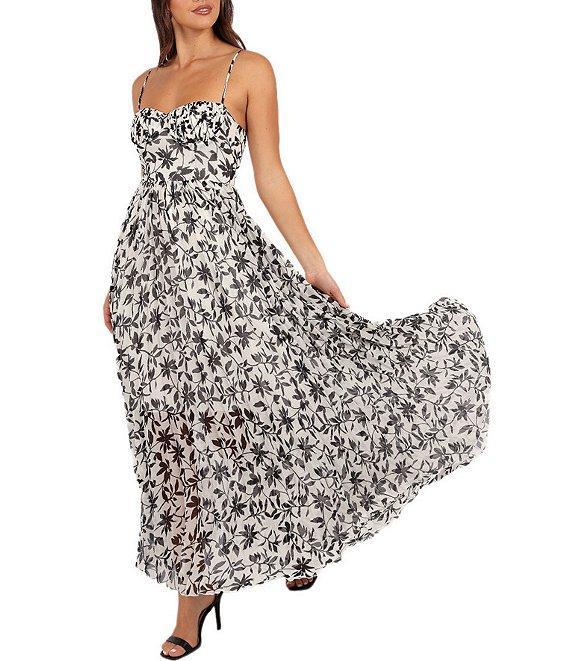 Petal & Pup Achanti Floral Print Sweetheart Neck Sleeveless Pleated Maxi Dress Product Image