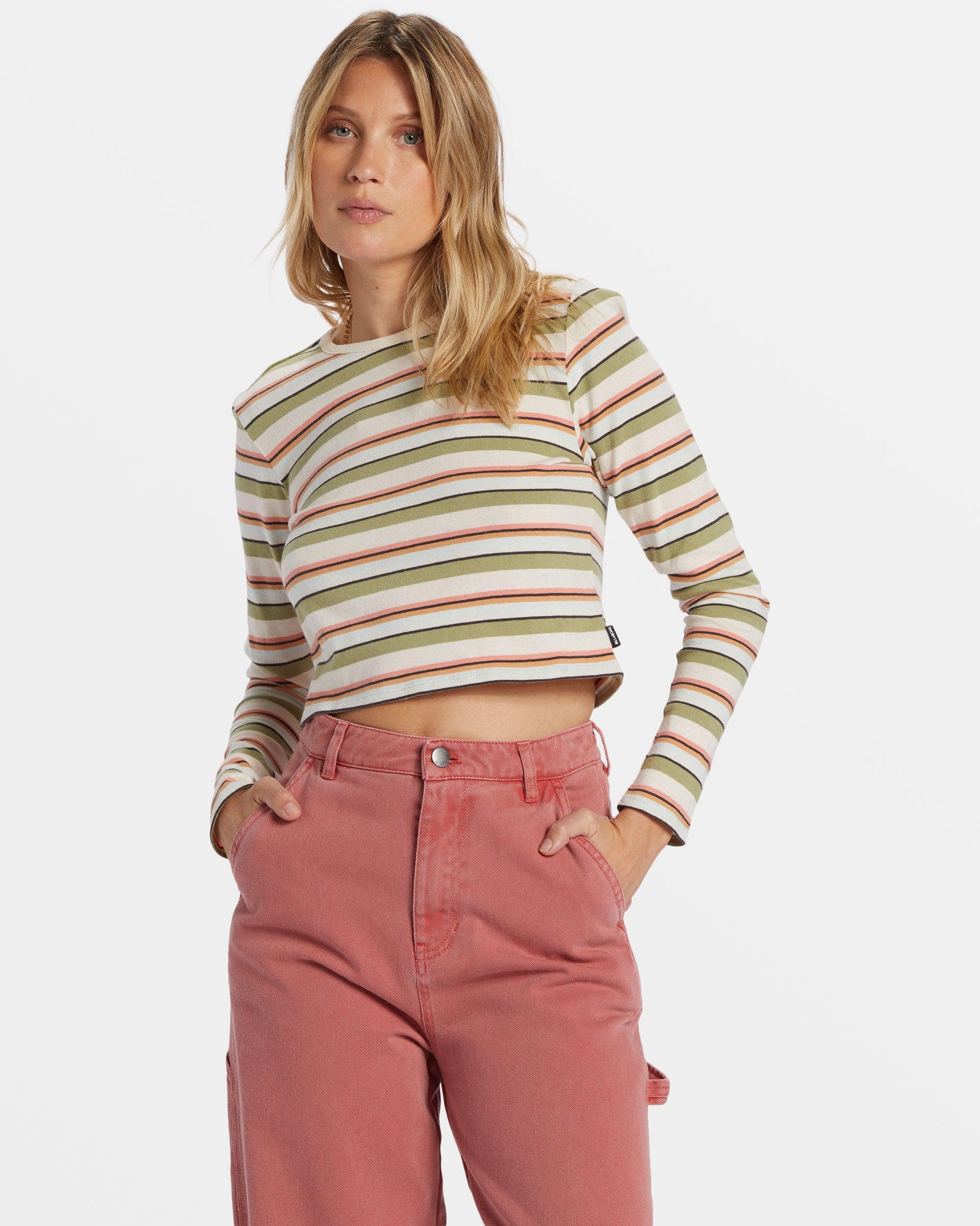 Tommy Stripe Long Sleeve Top - Weeping Willow Female Product Image