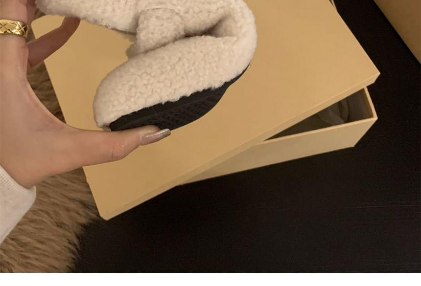 Plain Buckled Fleece Mary Jane Mules Product Image