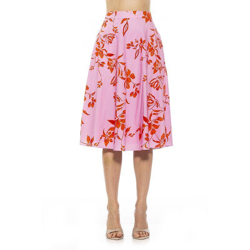 Women's ALEXIA ADMOR Mabel Midi Flared Skirt, Size: 2, Floral Team Product Image