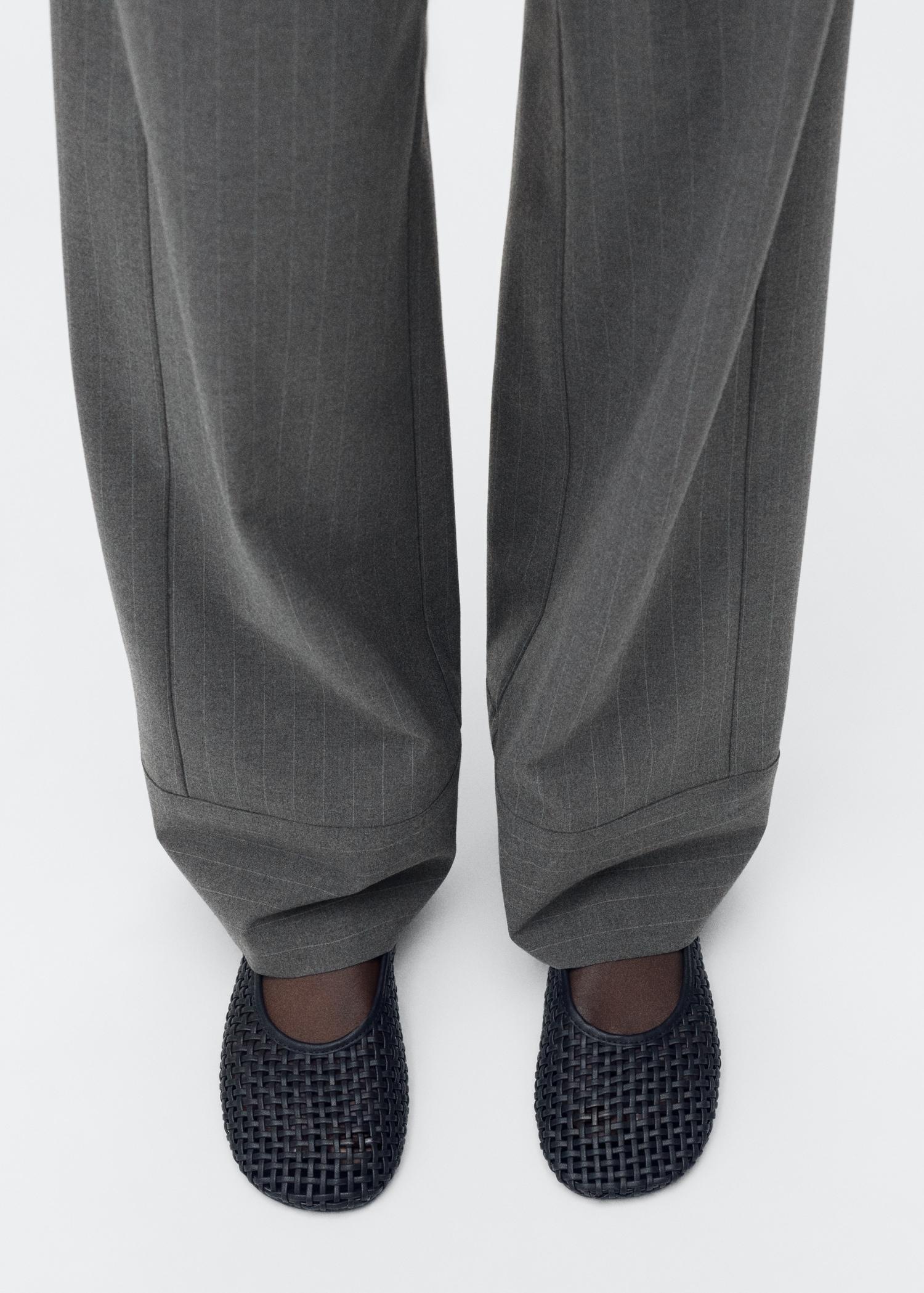 Chalk-stripe straight pants - Women | MANGO USA Product Image