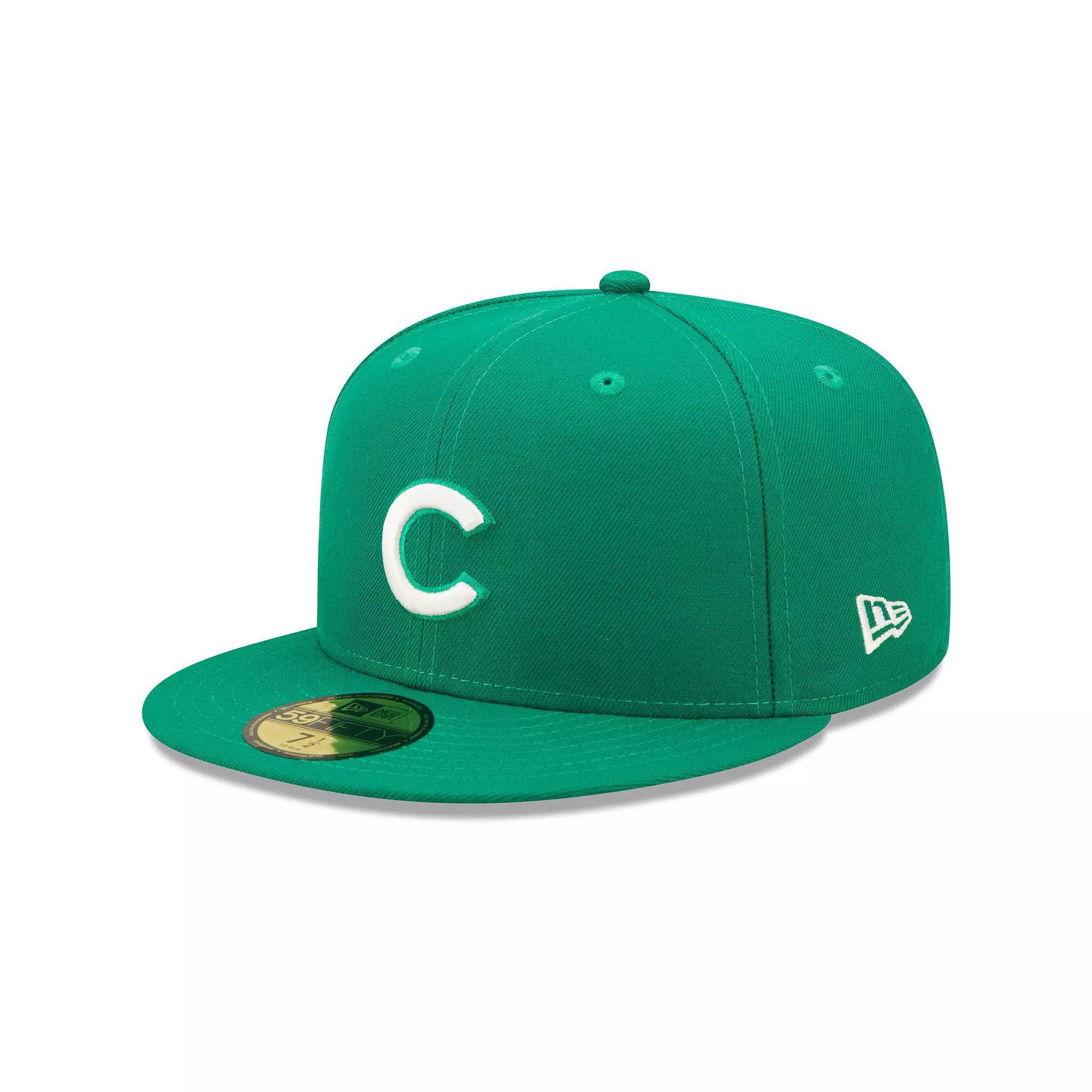 Men's New Era Kelly Green Chicago Cubs Logo White 59FIFTY Fitted Hat, Size: 7 5/8 Product Image