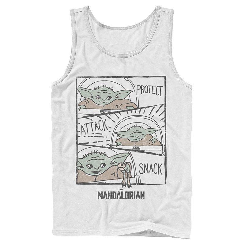 Men's Star Wars The Mandalorian The Child Protect Attack Snack Tank Top, Size: Large, White Product Image