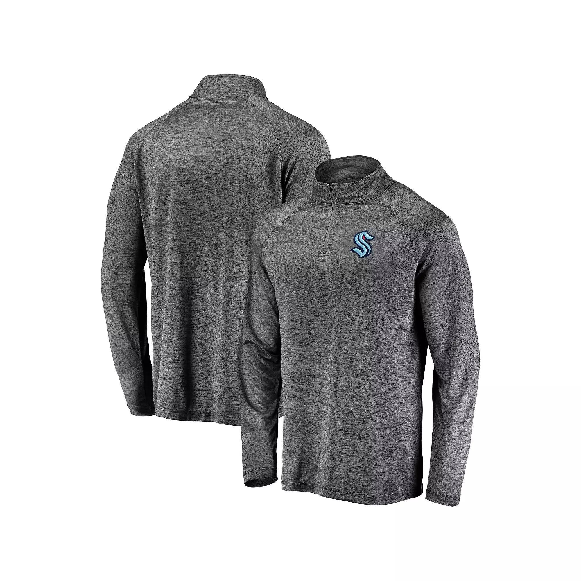 Men's Fanatics Branded Gray Seattle Kraken Synthetic Primary Logo Quarter-Zip Pullover Jacket, Size: Small, Krk Grey Product Image