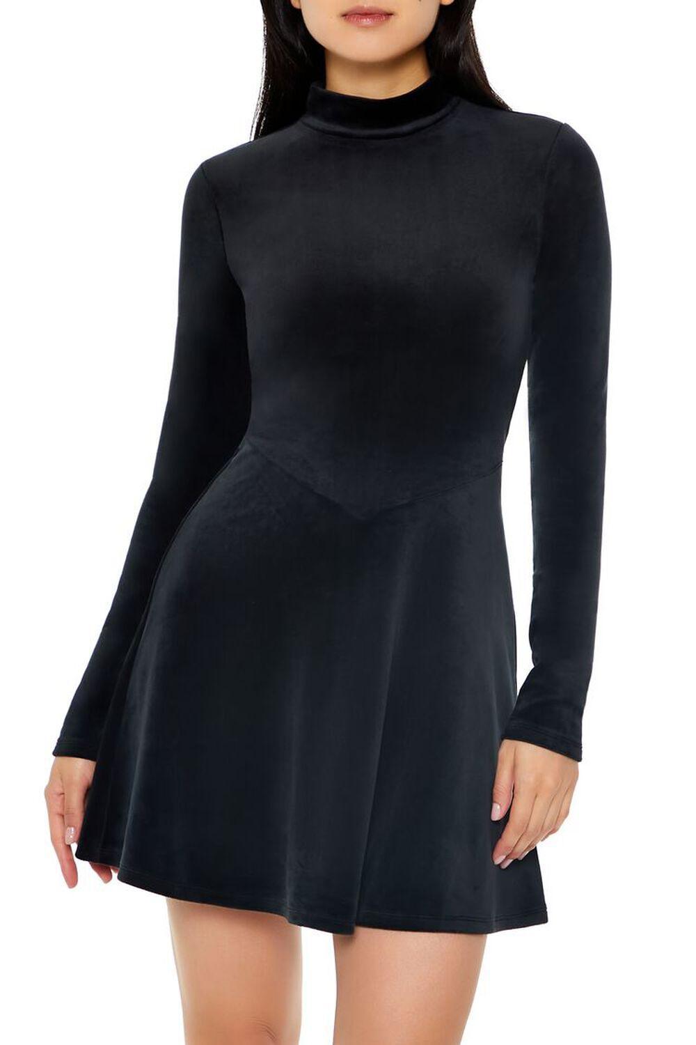 Velour Skater Mini Dress | Forever 21 Product Image