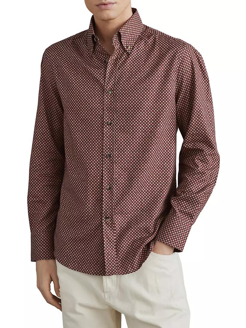Rhombus Print Twill Slim Fit Shirt Product Image