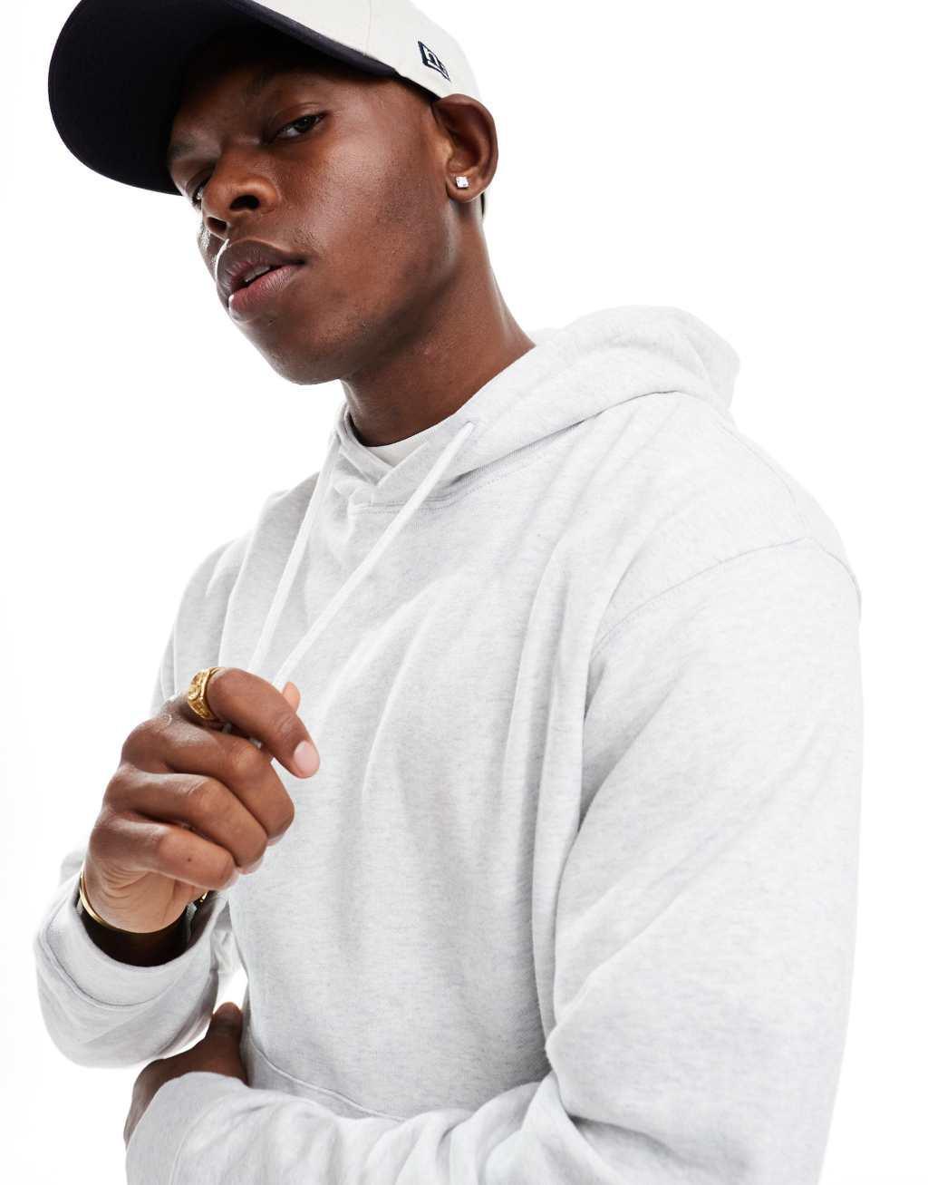 Jack & Jones super oversized 2 pack hoodie in black & white melange    Product Image