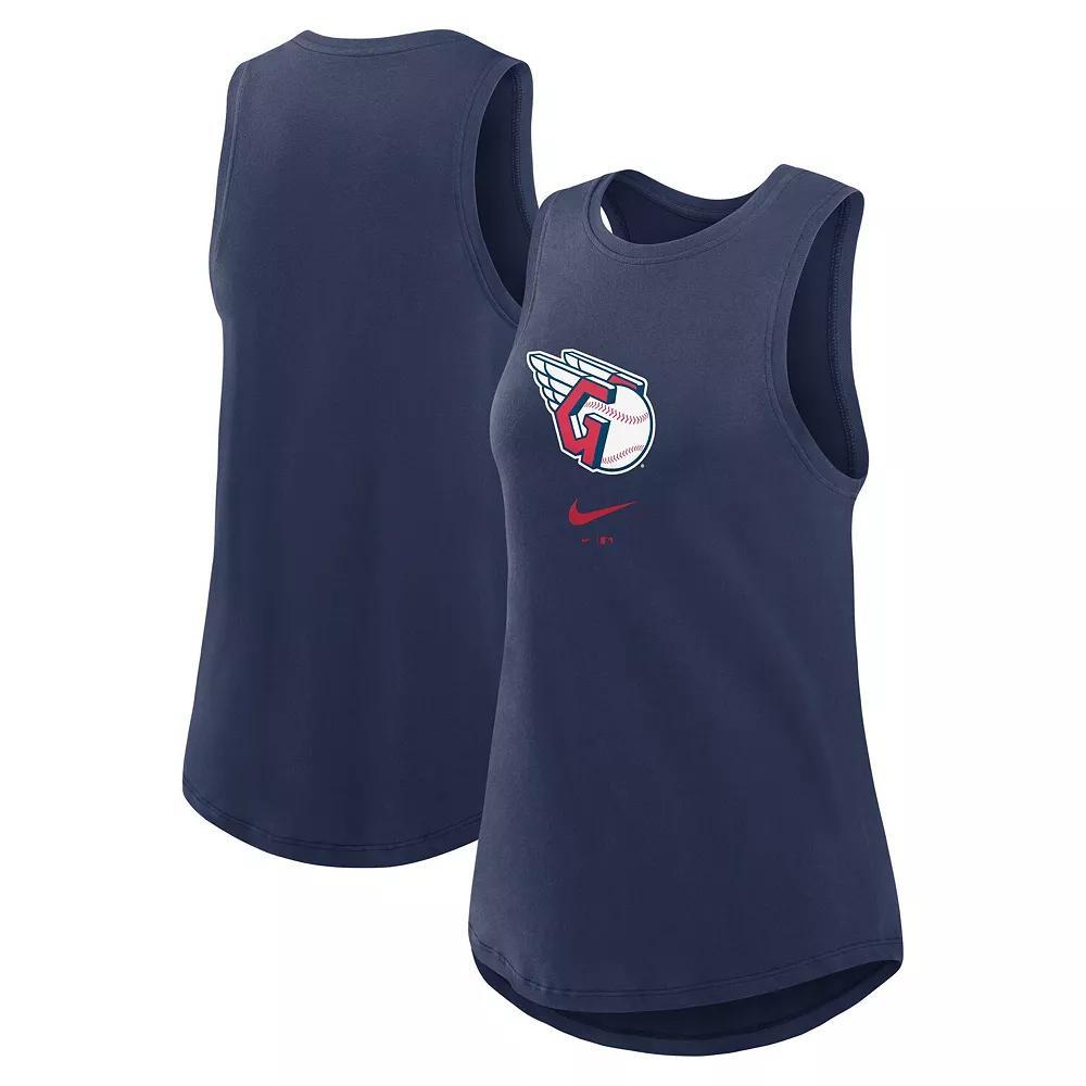 Women's Nike Navy Cleveland Guardians Legacy Icon High Neck Performance Tank Top, Size: Small, Grd Blue Product Image