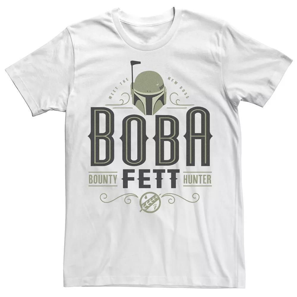 Men's Star Wars The Book Of Boba Fett Boba Fett Fancy Text Tee, Size: XL, White Product Image
