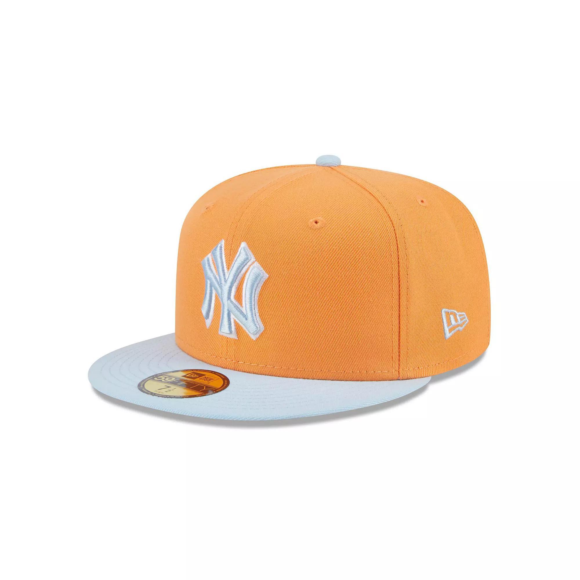 Men's New Era Orange/Light Blue New York Yankees Spring Color Basic Two-Tone 59FIFTY Fitted Hat, Size: 7 7/8 Product Image