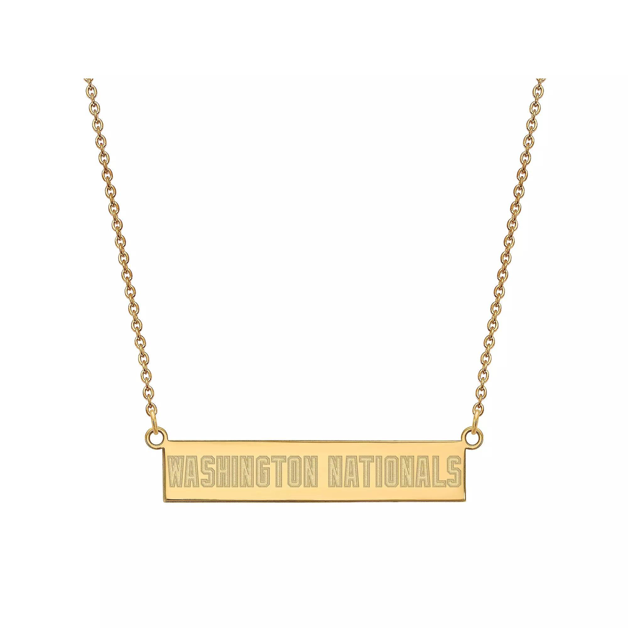 LogoArt Sterling Silver Washington Nationals Bar Necklace, Women's, 14k Gold Plated Product Image