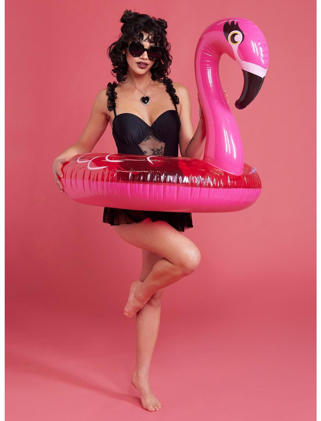 Black Rose Mesh Skirted Swimsuit Product Image
