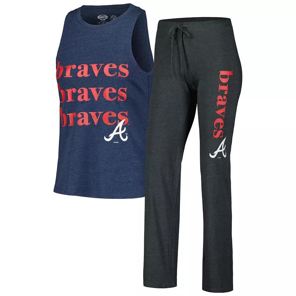 Women's Concepts Sport Charcoal/Navy Atlanta Braves Meter Muscle Tank Top and Pants Sleep Set, Size: XL Product Image