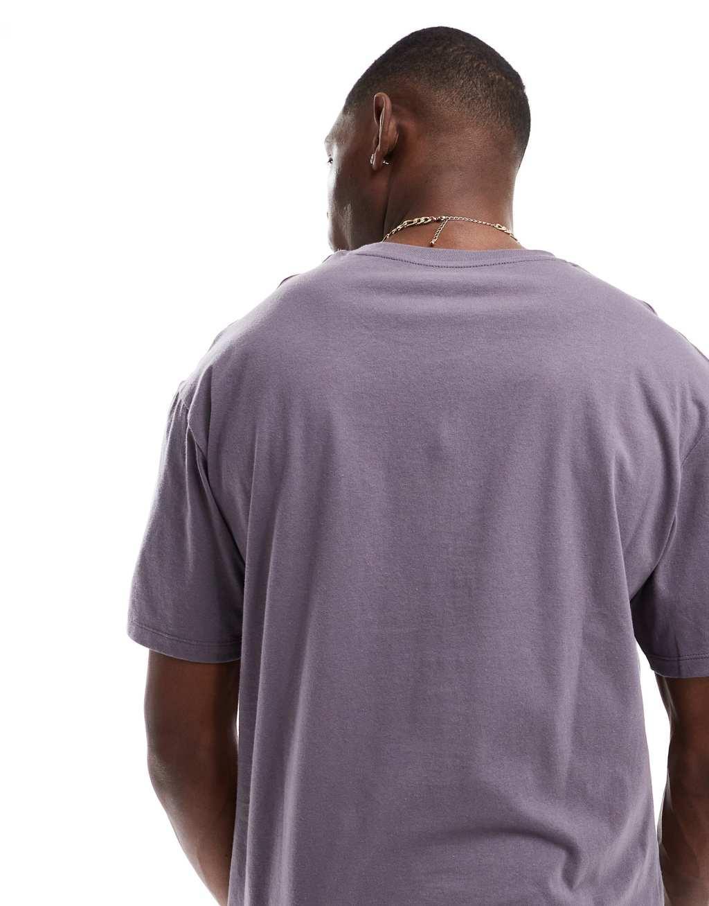 Jack & Jones oversized t-shirt with sun embroidery in purple Product Image