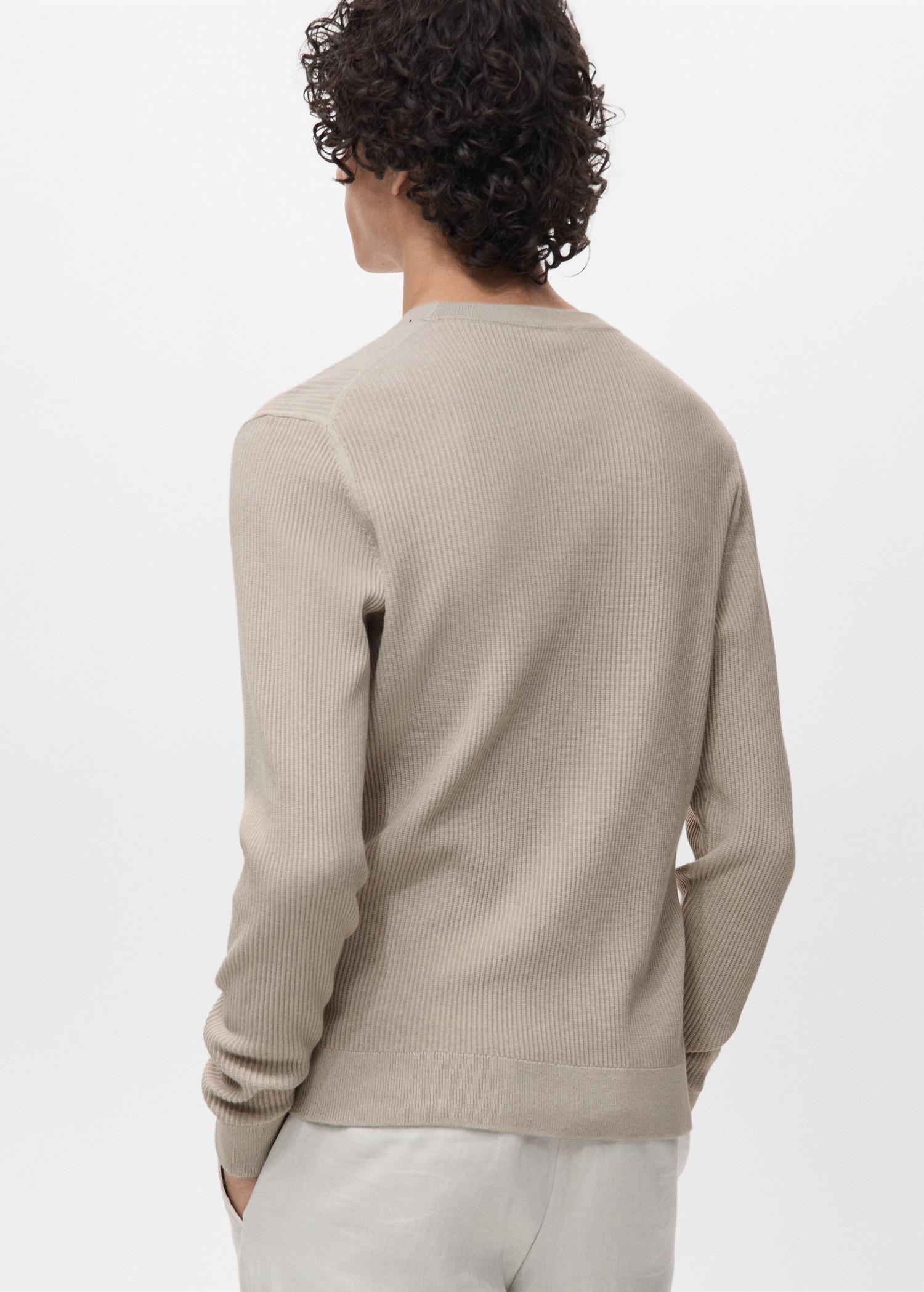 Fine rib-knit cotton sweater - Men | MANGO USA Product Image