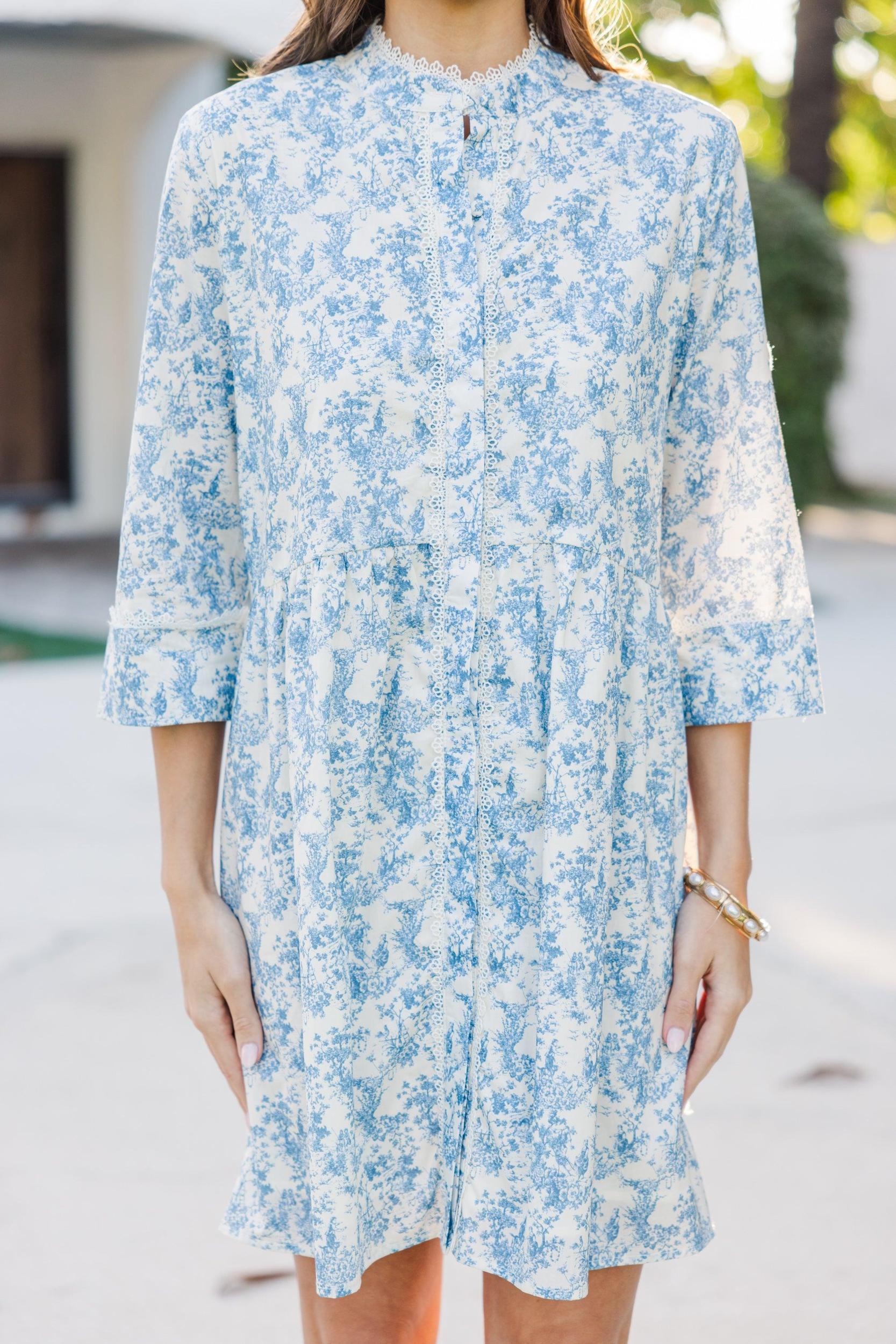 Always The One Blue Floral Toile Shift Dress Female Product Image