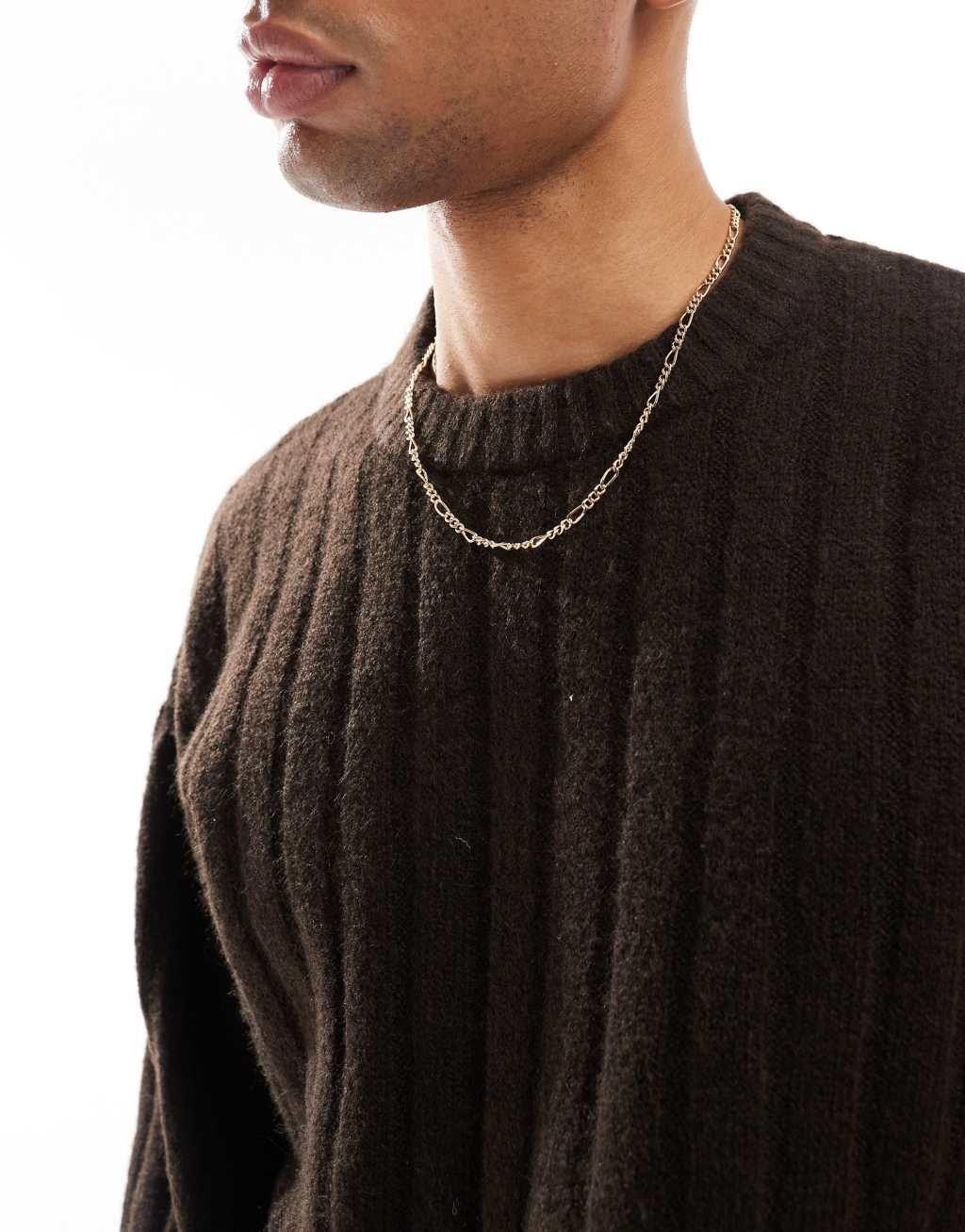Jack & Jones oversized wide ribbed sweater in brown  Product Image