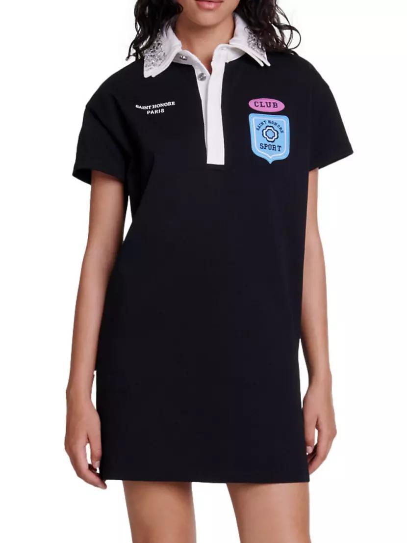 Embroidered Rhinestone Polo Dress Product Image