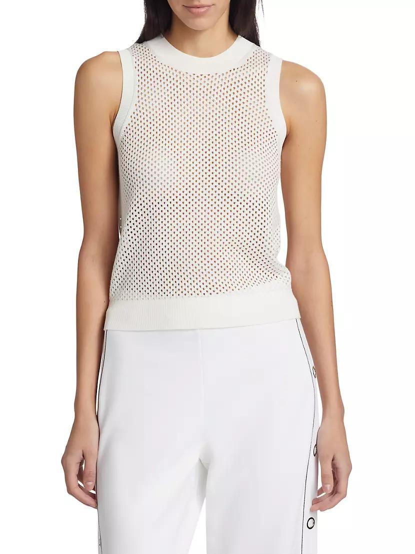 Mesh Pointelle Sleeveless Sweater Product Image