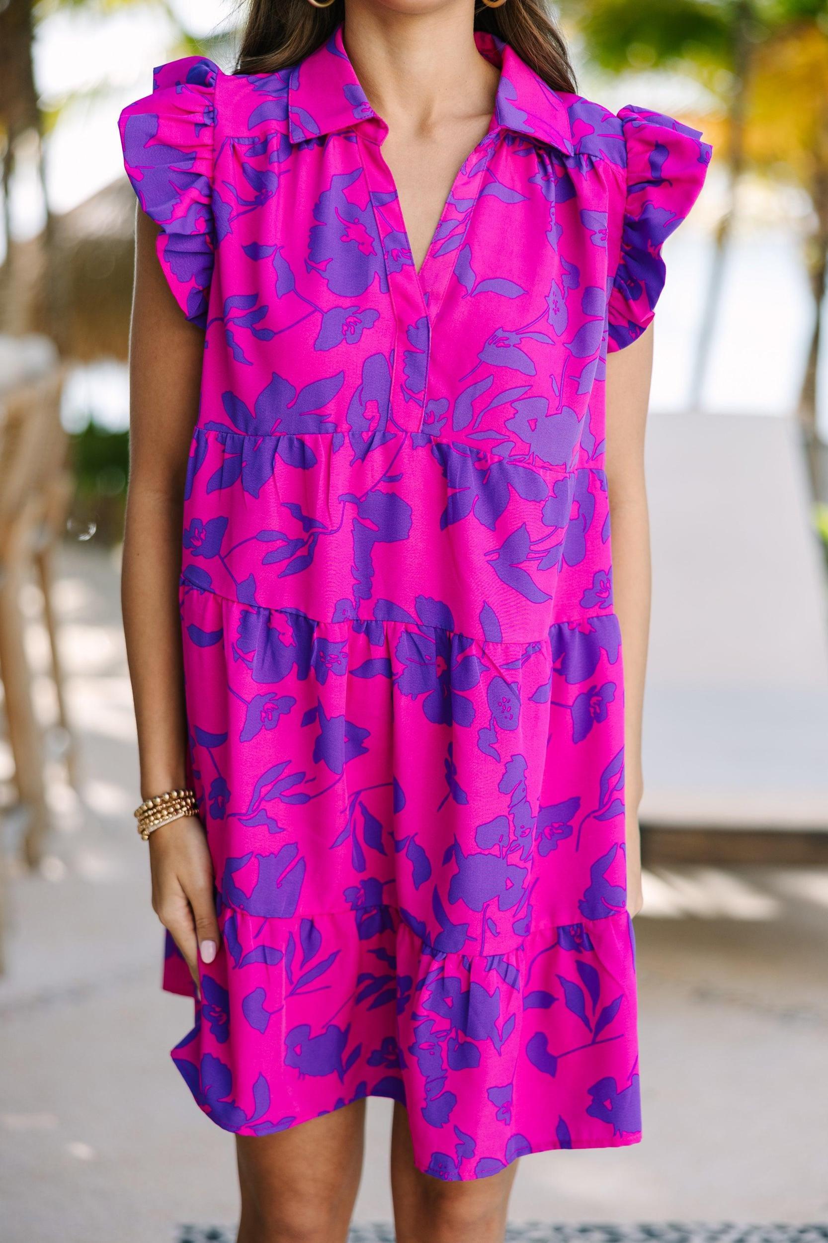 Worth Your While Magenta Purple Babydoll Dress Female Product Image