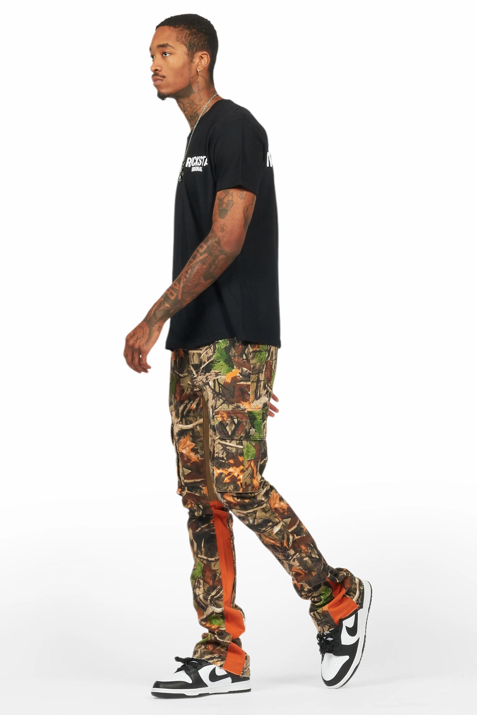 Rolan Orange Tree Camo Stacked Flare Jean Male Product Image