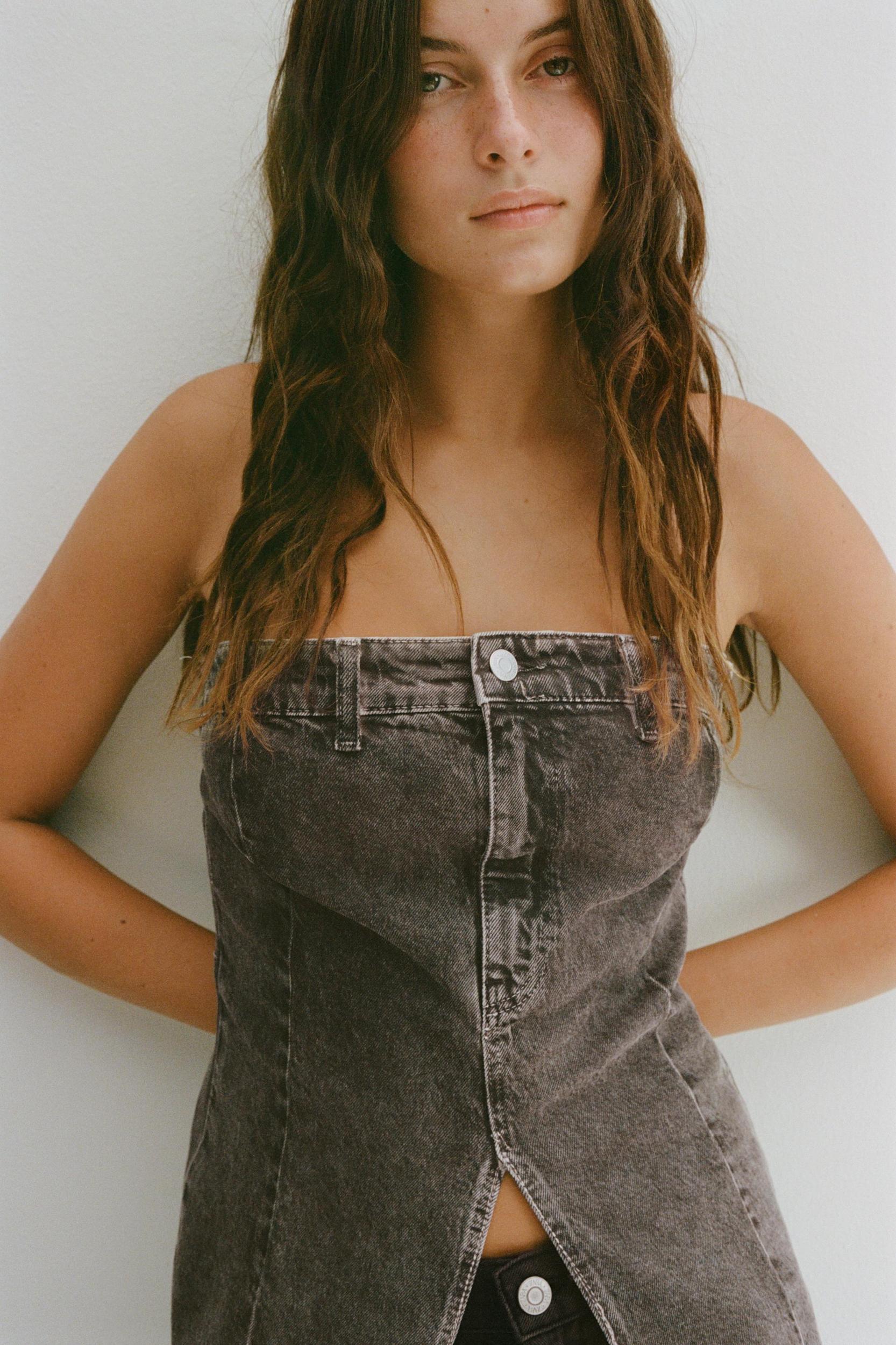 DENIM TRF CORSET TOP Product Image