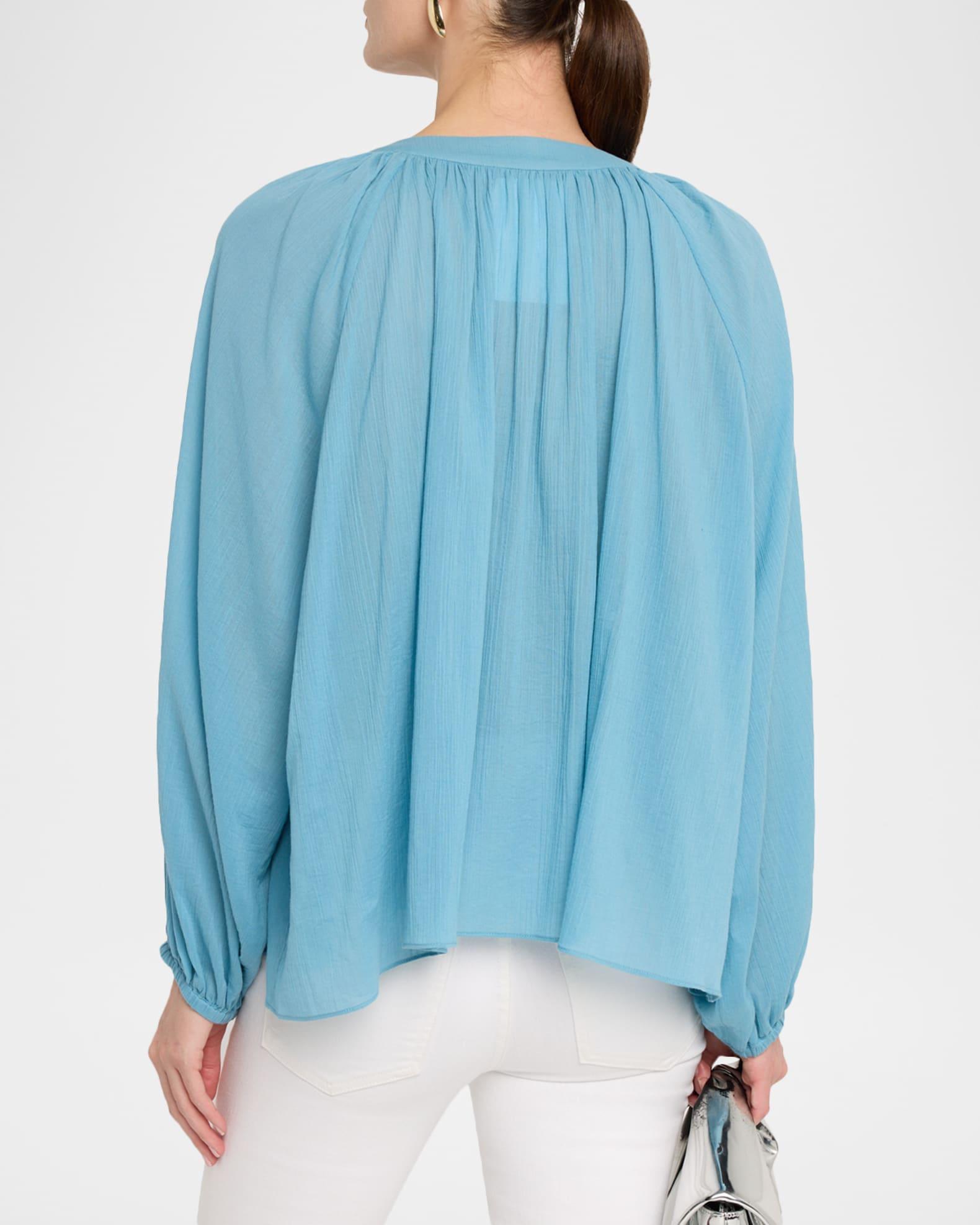 Edme Ruched Cotton Blouse Product Image