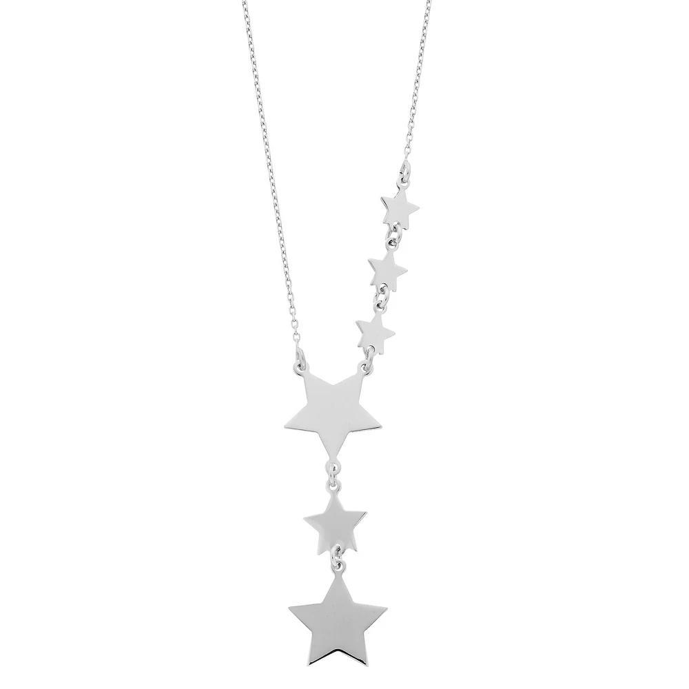 Sterling Silver Six Star Necklace, Womens Product Image