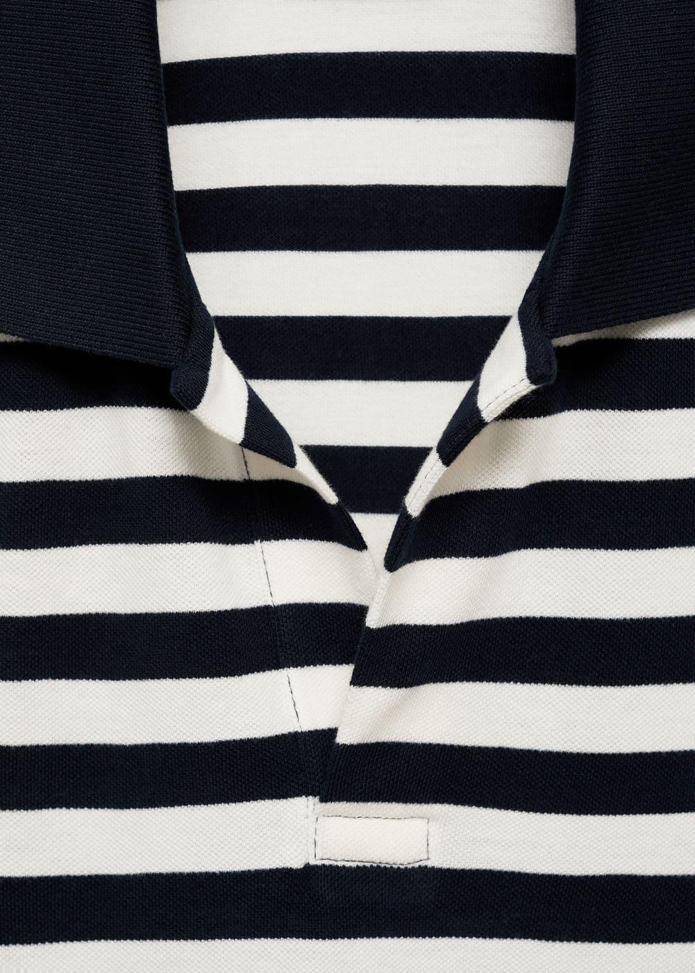 Regular-fit striped piqué cotton polo shirt - Men | MANGO USA Product Image
