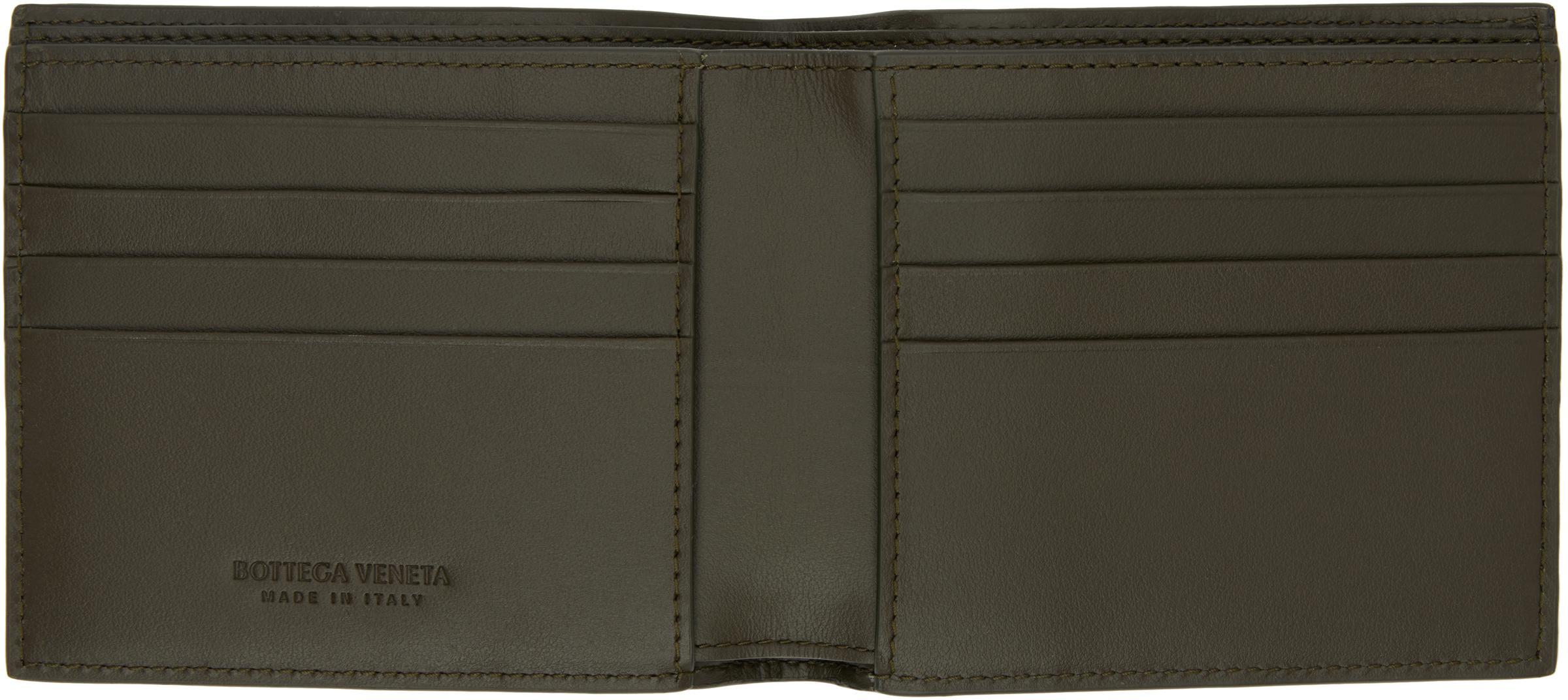 BOTTEGA VENETA Khaki Intrecciato Bi-fold Wallet In Green Product Image