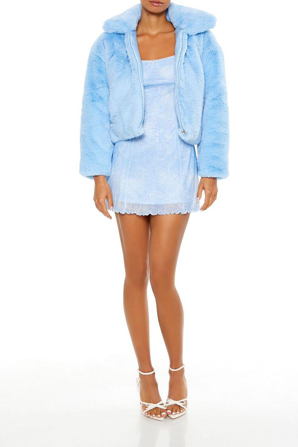 Faux Fur Zip-Up Cropped Jacket | Forever 21 Product Image