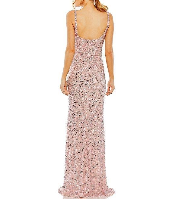 Mac Duggal Scoop Neck Sequined Sheath Gown Product Image