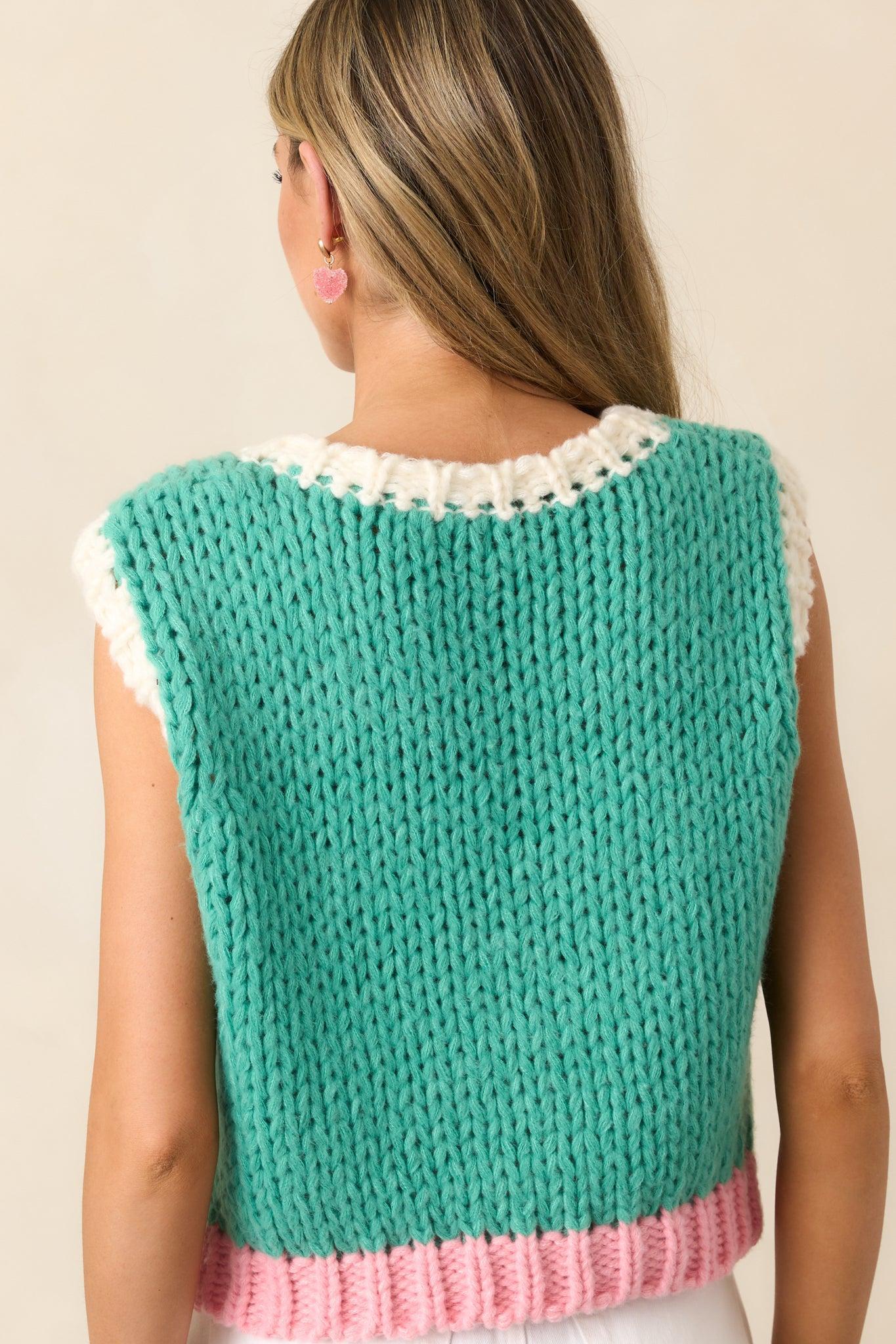 Sports Fan Green Knit Sweater Tank Top Product Image