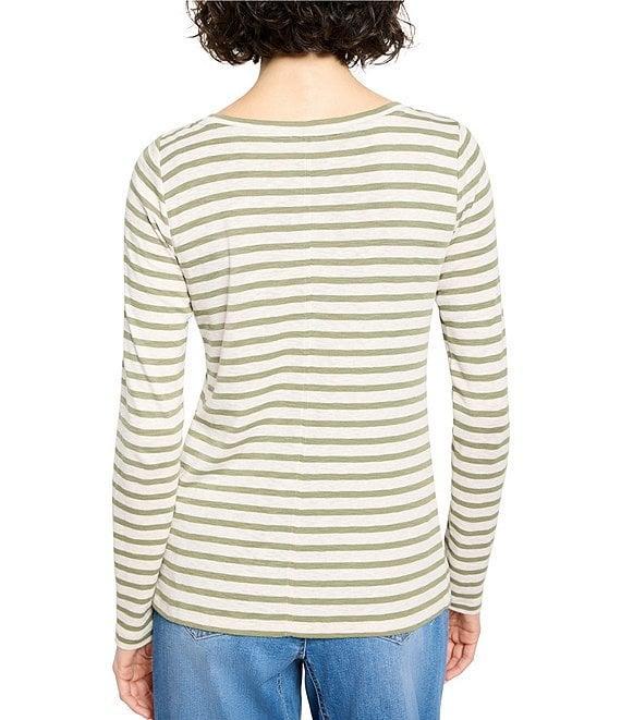 NIC + ZOE Stripe Knit Boat Neck Long Sleeve Top Product Image