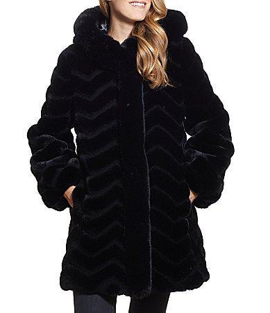 Womens Gallery Hooded Faux-Fur Walker Jacket Product Image