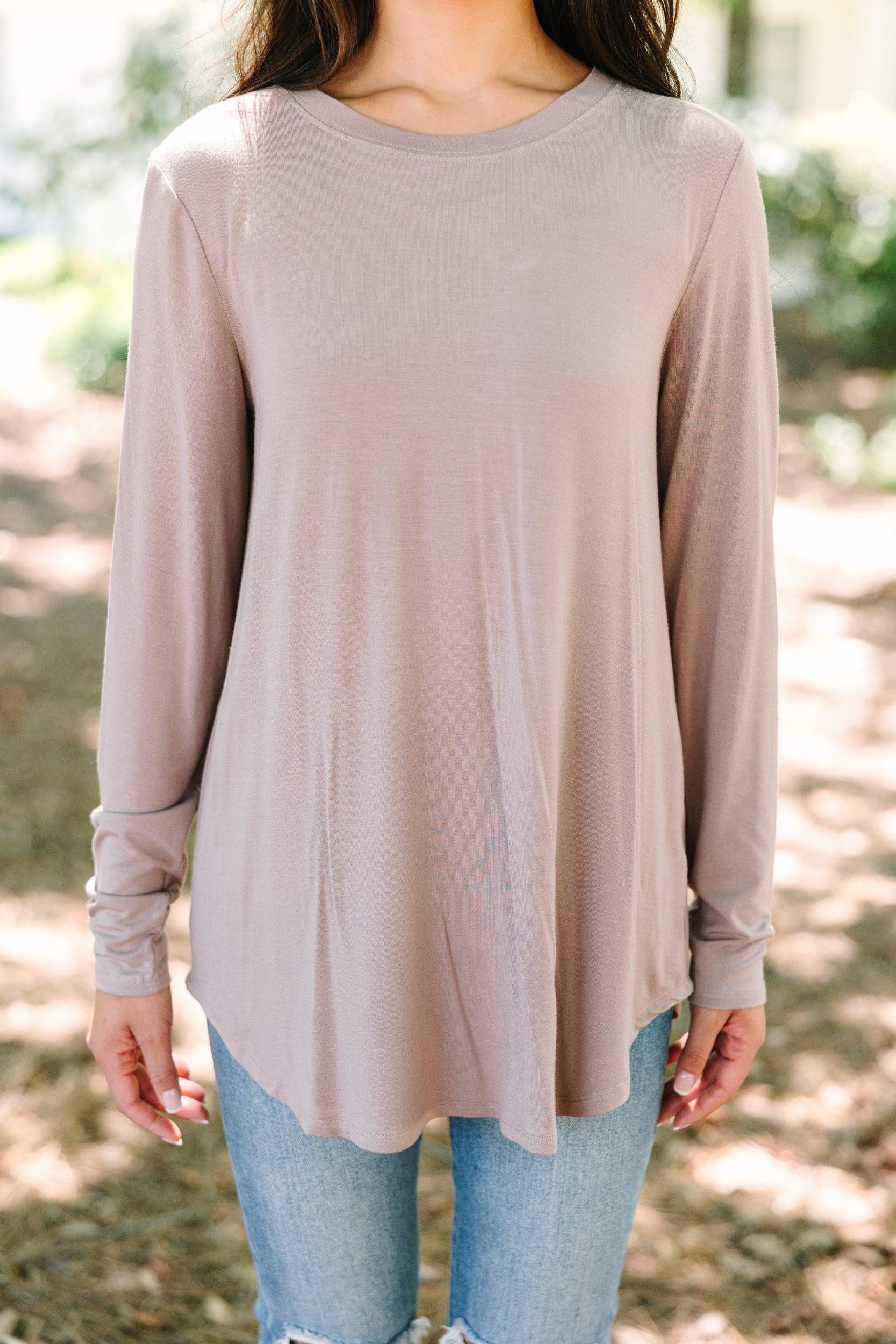 Won't Let You Down Taupe Brown Classic Top Female Product Image