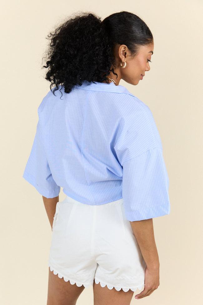 Best Dressed Blue Tie Woven Top SALE Product Image
