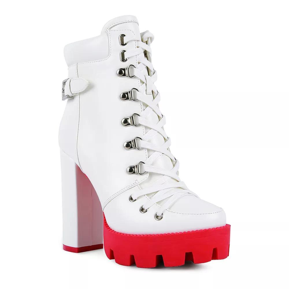 London Rag Willow Women's Platform Ankle Boots, Size: 5, White Product Image
