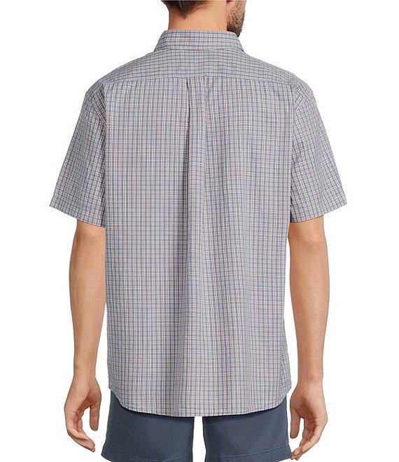 Roundtree & Yorke Short Sleeve Slub Small Plaid Sport Shirt Product Image