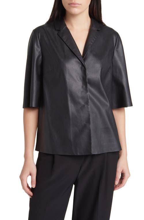 Womens Leslie Faux Leather Blouse Product Image