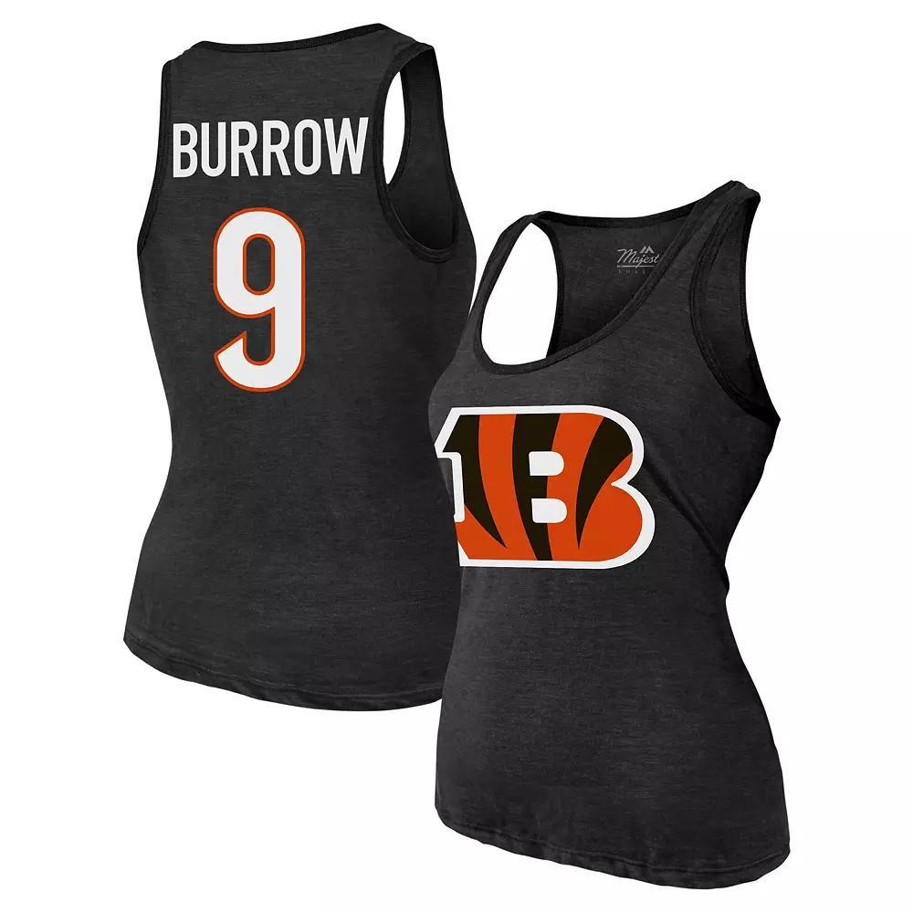 Women's Majestic Threads Joe Burrow Black Cincinnati Bengals Name & Number Tri-Blend Tank Top, Size: XL Product Image