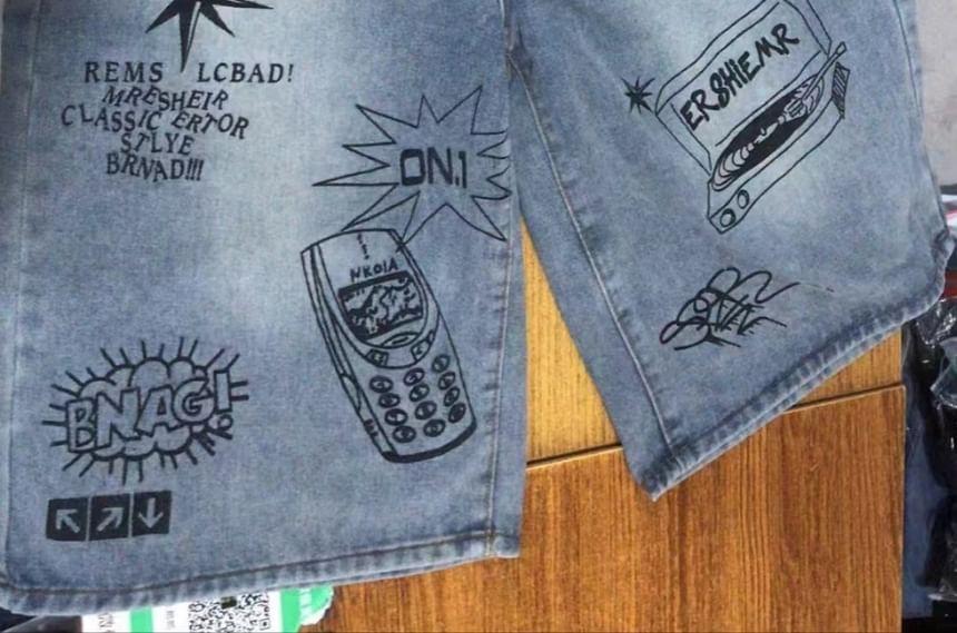 Mid Rise Graphic Print Washed Jorts Product Image